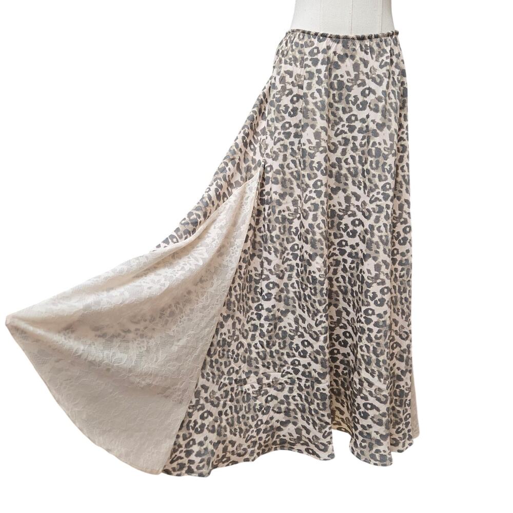 Aerie Whimsigoth Indie Sleaze Mib Wife Grunge Leopard Print Lace Maxi Skirt S